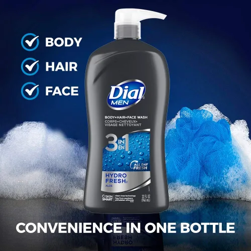 Vista 8 de Dial Men 3en1 para cuerpo, cabello y cara, Hydro Fresh, 32 fl oz (Paquete de 2)