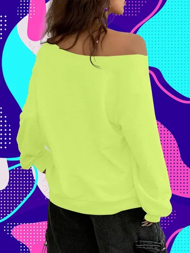 Vista 5 de MNLYBABY Traje de los años 80 para mujer, camiseta de discoteca con hombros descubiertos, estilo vintage de los años 80, neón "I Love The 80's Top