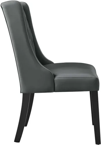 Vista 6 de Silla de comedor Parsons de cuero vegano con botones en color gris