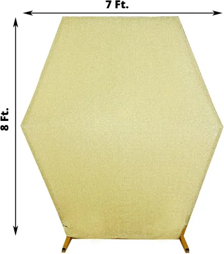 Vista 3 de Efavormart - Cubierta de fondo hexagonal de elastano de 2 lados color champán de 8 x 7 pies