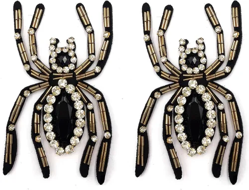 Vista 15 de 5 piezas de parches de cuentas de libélula con diamantes de imitación para coser parche de lentejuelas hecho a mano con cuentas de insectos
