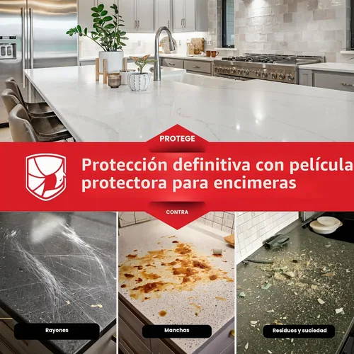 Vista 5 de ArmorDillo Película protectora de encimera con cuchillo gratis. Protección de superficie autoadhesiva transparente para laminados, granito, mármol