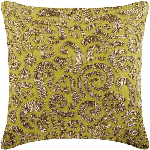 Vista 39 de The HomeCentric Fundas de almohada decorativas con bordes de 12 x 12 pulgadas Funda de cojín de seda de arte moderno Fundas de almohada verdes
