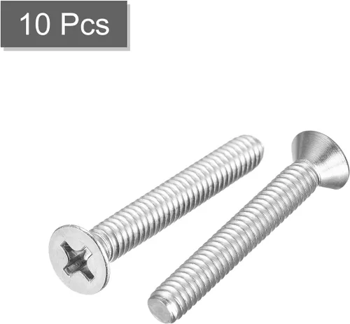 Vista 3 de uxcell Tornillos de máquina de cabeza plana de 1/4-20x1-3/4 "Tornillos de acero inoxidable Phillips 304 10pcs