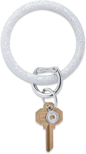 Vista 7 de Oventure, Llavero de pulsera original, llavero Big O de silicona - Colección Confeti negro confeti