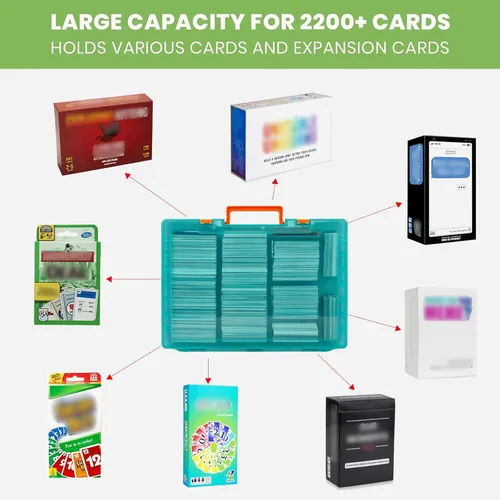 Vista 2 de ALKOO 2200+ Caja grande de almacenamiento para cartas de intercambio para niños contra la madurez, organizador de barajas C.A.H MTG para cartas