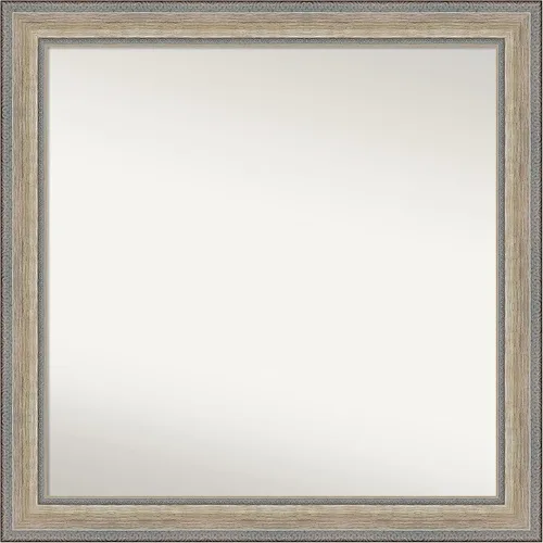 Vista 473 de Amanti Art Espejo de baño plateado para sobre el fregadero, 28 x 37 pulgadas, elegante espejo rectangular de peltre cepillado, marco de madera