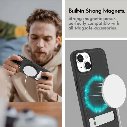 Vista 4 de Funda magnética para iPhone 14 Plus de 6.7 pulgadas (2022), soporte delgado con protector de pantalla compatible con Magsafe a prueba de golpes