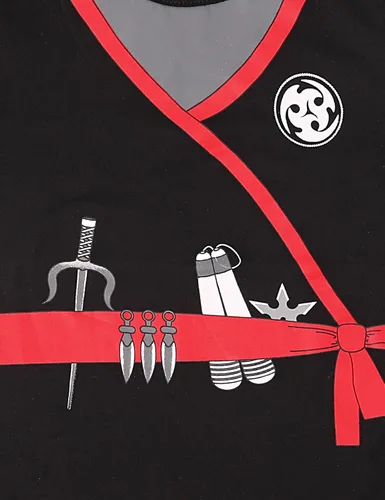 Vista 4 de Disfraz de ninja para bebé, 2 piezas, algodón, conjunto de ropa estampada para bebés, 0-24 meses