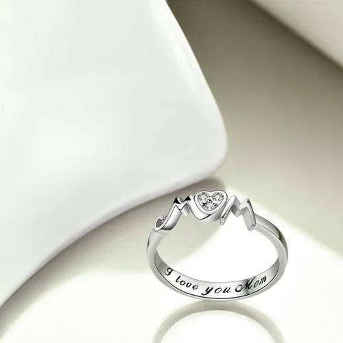 Vista 2 de YFN - Anillos de plata de ley 925 para mamá y madre