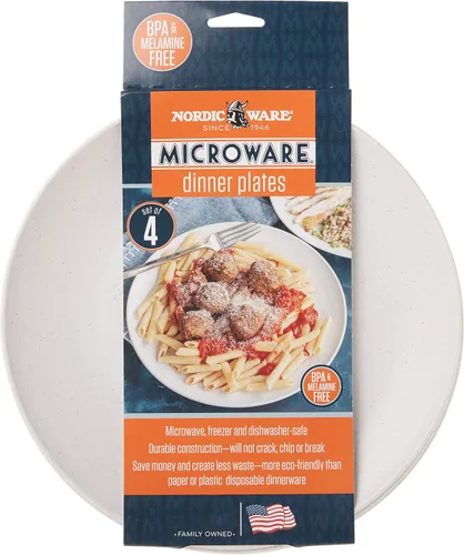 Vista 4 de Nordic Ware platos de polipropileno para microondas, color blanco, 10 pulgadas (paquete de 4)