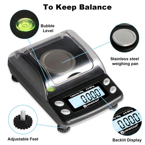 Vista 3 de UNIWEIGH Digital Milligram Scale Precisa 0.00 oz/1.76 oz mg Escala para Polvo Precision scale for Jewelry,Gold,Gem,Reloading,Micro Gram Scale with