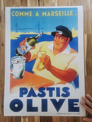 Vista 2 de Pastis Olive Poster Reproduction 50 x 70 cm on Luxury Paper 300 g High Quality All Possible Sizes Contact Us