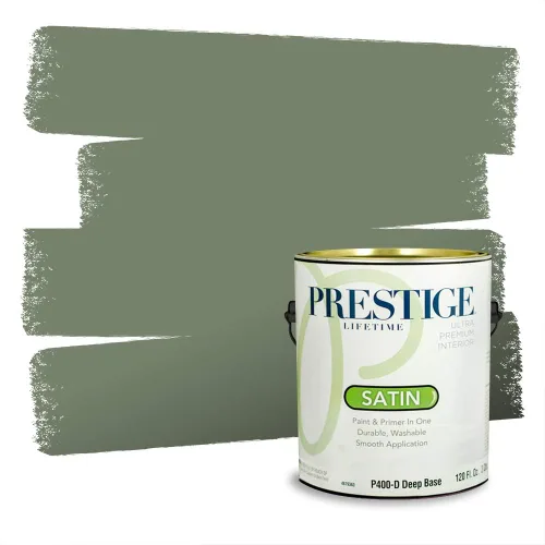 Vista 31 de Prestige Paints - Pintura exterior e imprimación en uno, 1 galón, plano, compatibilidad comparable con el color menta «Whipped Mint» de Behr