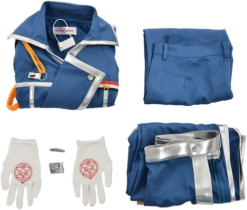 Vista 8 de miccostumes Disfraz de uniforme y abrigo azul para hombre