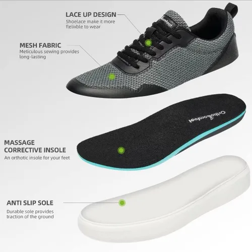 Vista 5 de OrthoComfoot Zapatillas ortopédicas de moda para hombre con soporte de arco cómodos zapatos ortopédicos para fascitis plantar, zapatos de caminar