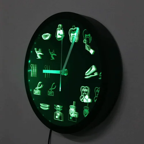 Vista 8 de The Geeky Days Dentista Clínica Dental Neón Reloj de Pared Señal Dental Oficina Higienista Iluminación LED Decoración Regalo