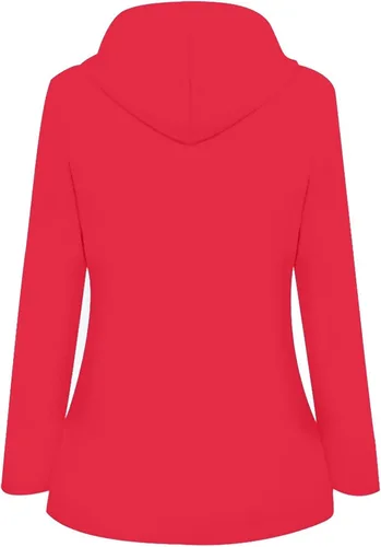 Vista 2 de Abrigos de lluvia para mujer, talla grande, impermeable, chaqueta con capucha, cortavientos, ligera, con bolsillos con cordón