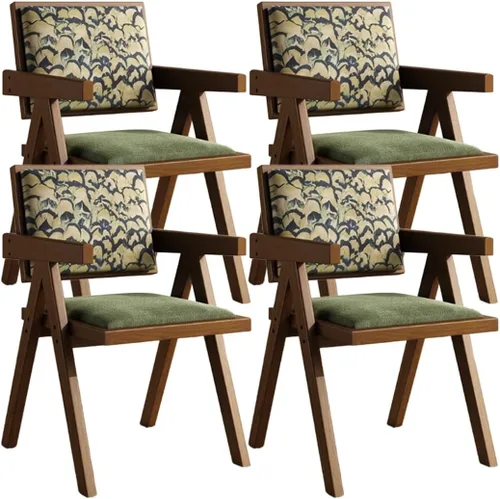 Vista 20 de YVYKFZD Juego de sillas de comedor de madera maciza, sillas de cocina sin brazos, silla de comedor tapizada con respaldo, sillón de terciopelo