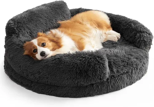 Vista 24 de EHEYCIGA Cama calmante de 20 pulgadas para perros pequeños y gatos, sofá Marrón