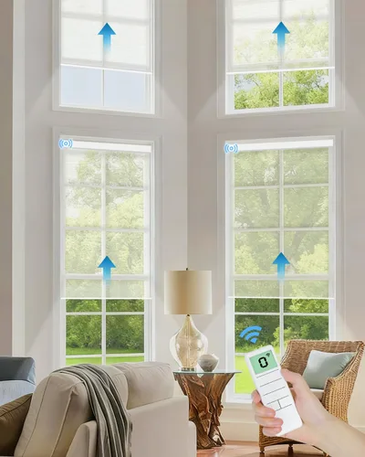 Vista 24 de Tokblind Persianas enrollables motorizadas de filtrado de luz con control remoto, persianas inteligentes para ventanas compatibles con Alexa Google