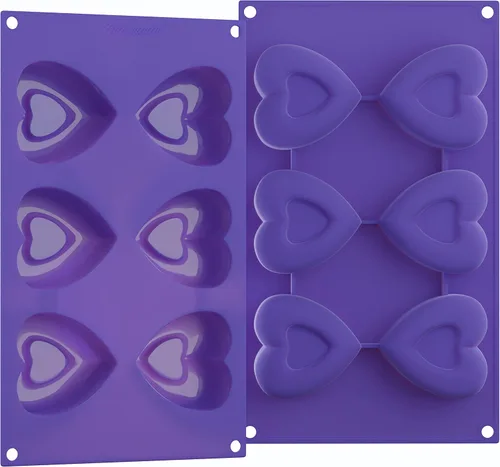 Vista 2 de Bakerpan Moldes de silicona con forma de corazón de San Valentín para hornear, juego de 2 moldes para tartas en forma de corazón