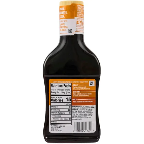 Vista 24 de Lawry's Teriyaki con adobo de jugo de piña, 12 fl oz