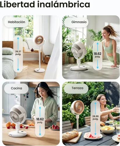 Vista 4 de SwitchBot Ventilador de pedestal inteligente, ventilador oscilante recargable para dormitorio, con cable e inalámbrico, ventilador de piso