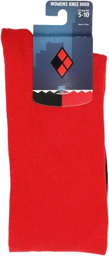 Vista 7 de Bioworld Calcetines altos hasta la rodilla Harley Quinn PomPom para mujer, Multi colorido