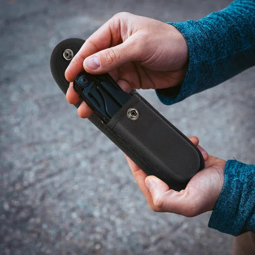 Vista 4 de 2 piezas de funda de nylon para navaja de bolsillo, funda de cuchillo plegable con cierre de presión y asa para cinturón, estuche para cuchillo