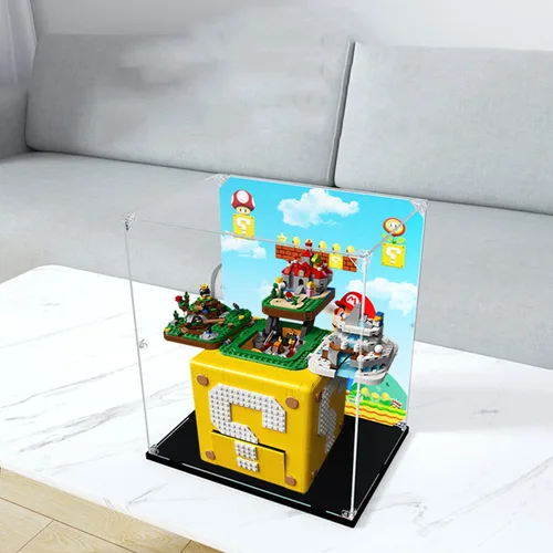 Vista 2 de Vitrina acrílica para Lego Super Mario 64 Question Mark Block 71395, escaparate, protege y decora modelo con almacenamiento a prueba de polvo