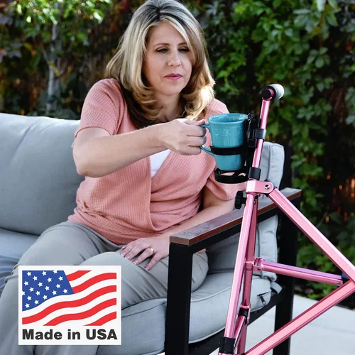 Vista 2 de Portavasos de movilidad para adultos, paquete de 2 – Soporte portátil para bebidas para silla de ruedas – Compatible con andador, andador