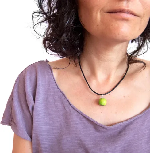 Vista 3 de Lime Fruit Necklace for Woman, Mom. Orange Fruit Green Designer Jewelry. Cute Vegetarian Inspired Pendant. Real Juicy Orange Charm. Vegan