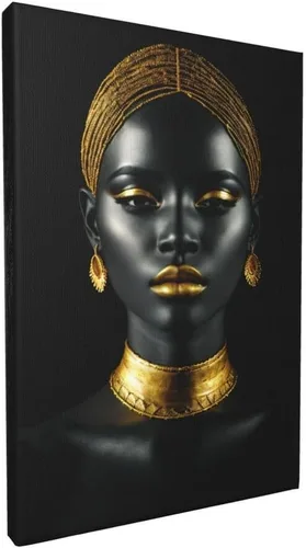 Vista 9 de Arte de pared afroamericano, impresiones en lienzo de niña negra y azul, póster de mujer afro-moderna, pintura artística negra para sala de estar