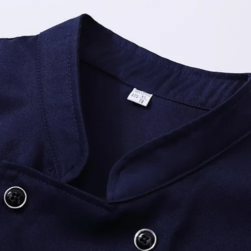 Vista 4 de Chaqueta de chef unisex con doble botonadura, ligera, de manga corta, para servicio de cocina, uniforme de trabajo