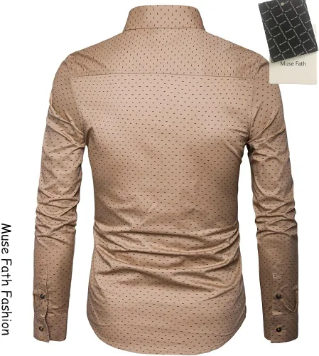 Vista 2 de MUSE FATH Camisa de vestir de manga larga casual de algodón estampada para hombre