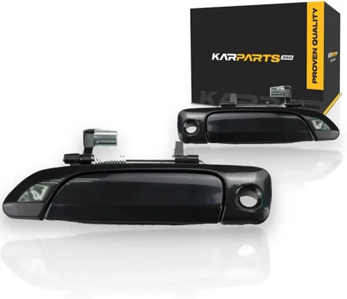 Vista 9 de KarParts360 Para Honda Civic 2001 02 03 04 2005 Manija de puerta exterior delantera, lado del conductor negro liso con orificio para llave