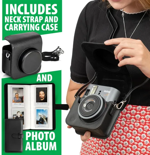 Vista 4 de Fujifilm Cámara Instax Mini 41 de película instantánea negra + paquete de 20 impresiones instantáneas Instax