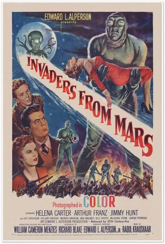 Vista 7 de Conjunto de cinco anuncios de películas de ciencia ficción c. 1950 Póster impreso de arte vintage Planeta prohibido, OVNI invasores de Marte