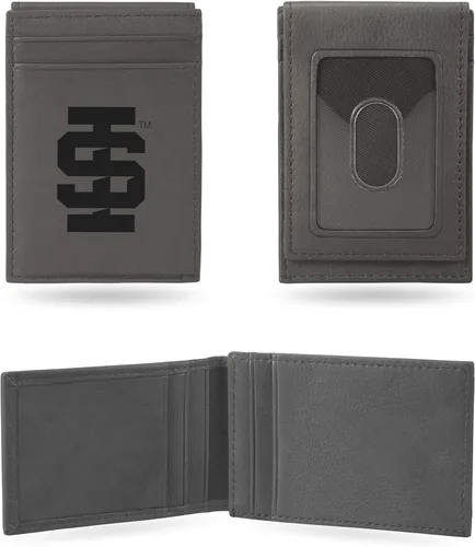 Vista 34 de Rico Industries NCAA - Cartera de bolsillo frontal grabada con láser gris, compacta, cómoda, delgada