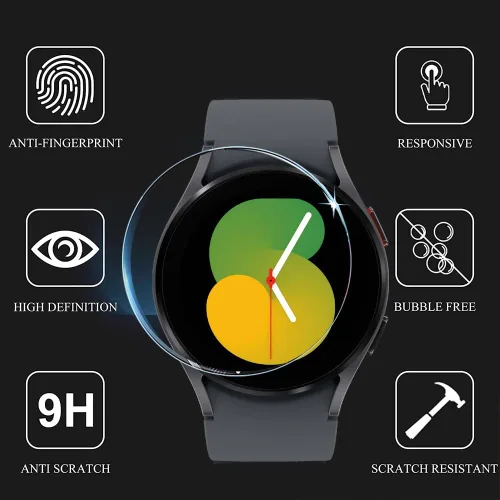 Vista 3 de DEALELE - Funda y protector de pantalla compatible con Samsung Galaxy Watch FE / 5/4 de 1.575 pulgadas, funda protectora de policarbonato