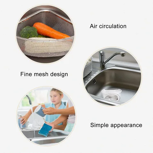 Vista 2 de DOITOOL Colador de acero inoxidable con forma de triángulo de malla cesta colador de cocina cestas de drenaje para frutas limpieza de verduras