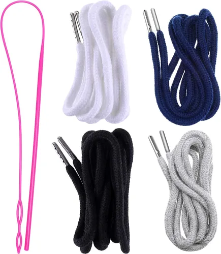 Vista 8 de Jetec Cordones de repuesto con cordón fácil de enhebrar para pantalones deportivos, pantalones cortos, pantalones, chaquetas (beige, azul marino)