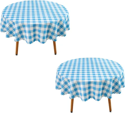 Vista 36 de MANGATA CASA Mantel de cuadros rosa para mesas cuadradas, mantel a cuadros, impermeable, para cocina y mesa, mantel de poliéster a cuadros sin Rosa