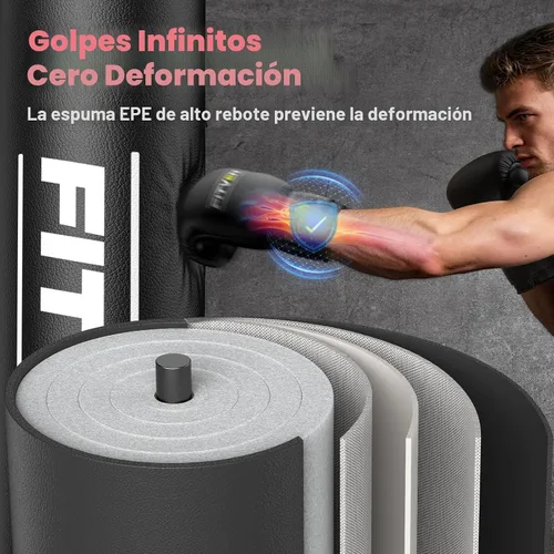Vista 5 de FITVEN - Bolsa de boxeo independiente con guantes de boxeo, bolsa de boxeo pesada con base de ventosa - Bolsa de kickboxing para hombres