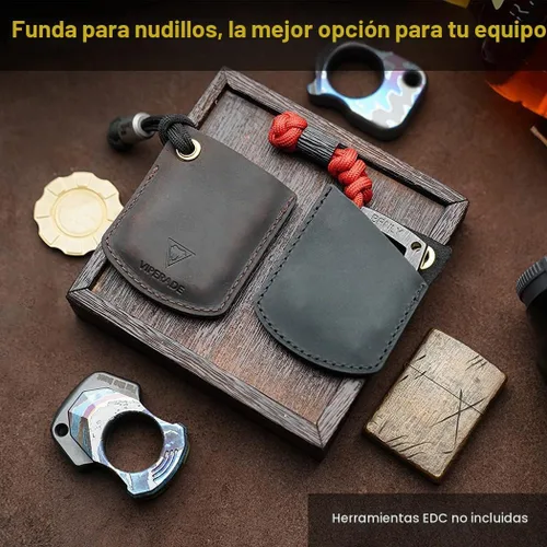 Vista 6 de VIPERADE PJ27 Funda de cuero para nudillos EDC, funda de monedas EDC para hombres, funda de cuero EDC para encendedor, llave de coche, mosquetón