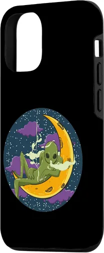 Vista 2 de Funda de regalo para iPhone 14 Alien Smoking Moon Weed ET Outer Space Galaxy Cannabis