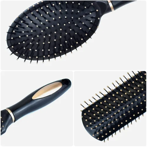 Vista 3 de 3 piezas de peine ovalado de masaje antiestático, cepillo redondo para el cabello, cepillo de ventilación para el cabello, cepillo desenredante