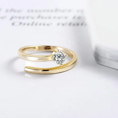 Vista 5 de Anillos ajustables para mujer, plata de ley S925, anillos abiertos de oro grueso para mujer con circonita