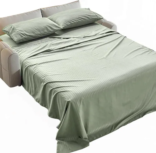 Vista 31 de Kingnex Sábanas a rayas para sofá cama de 36 x 72 pulgadas, tamaño individual para sofá cama, microfibra suave de doble cepillado 1800, 3 piezas